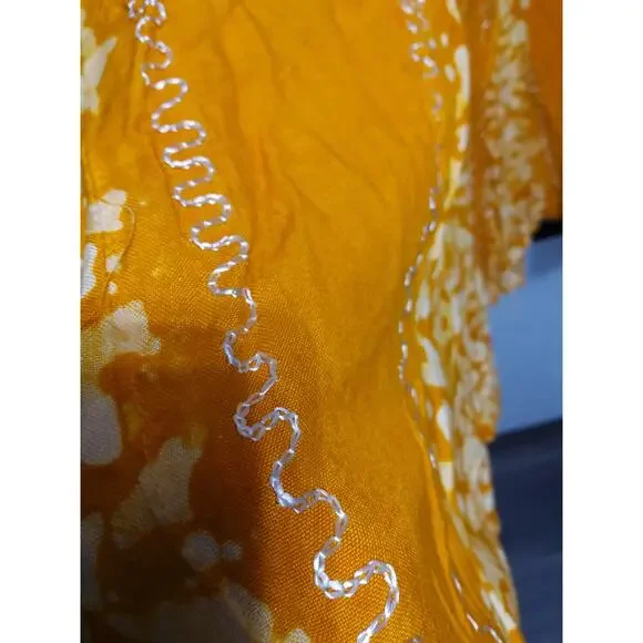 Raj Made in India long skirt sz S Orange embroidered romantic flowy boho flowy - Picture 6 of 10